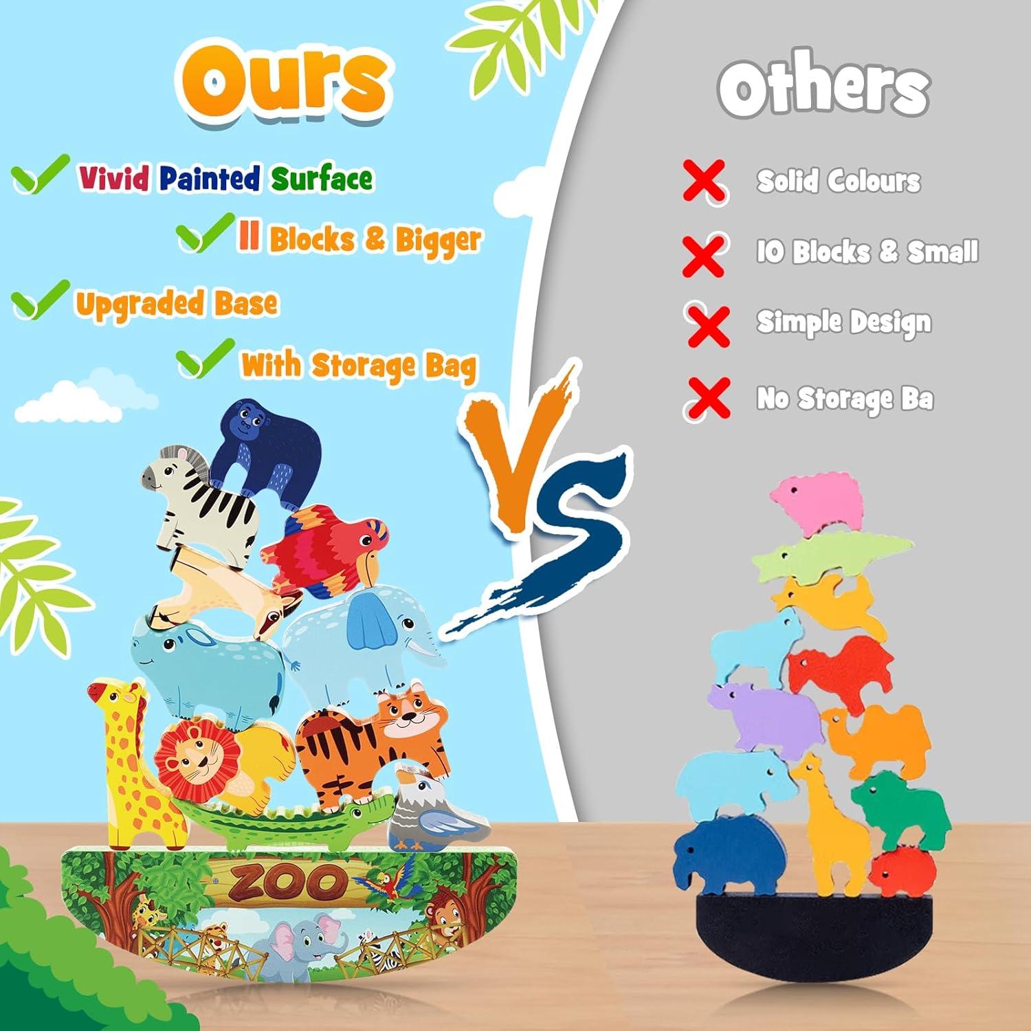 Bloques de Apilamiento de Animales de Madera IPORUP 26x18 cm