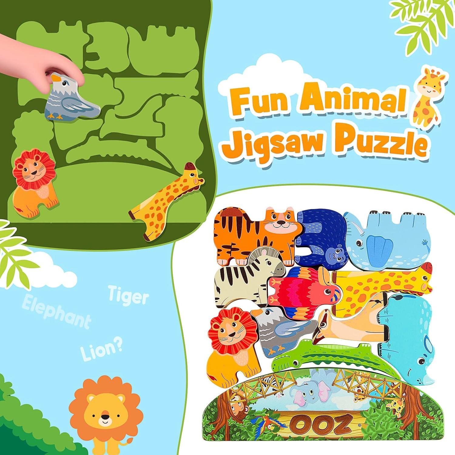 Bloques de Apilamiento de Animales de Madera IPORUP 26x18 cm