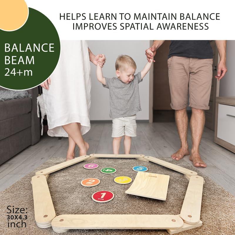 Conjunto de Juego Interior Quokka BalanceSet - Viga y Discos de Madera