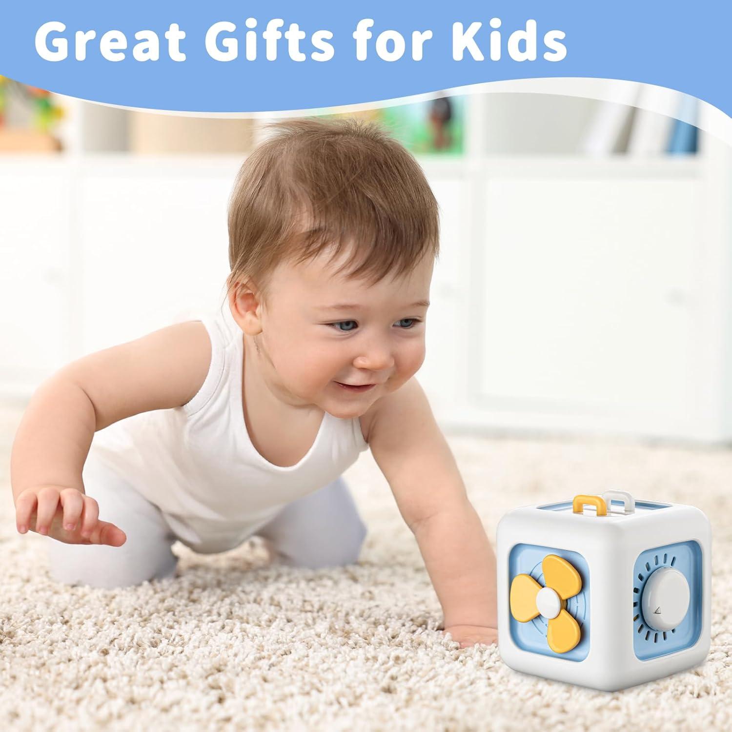 Cubo Ocupado Montessori Azul para Niños 1-3 Años - Juguete Educativo