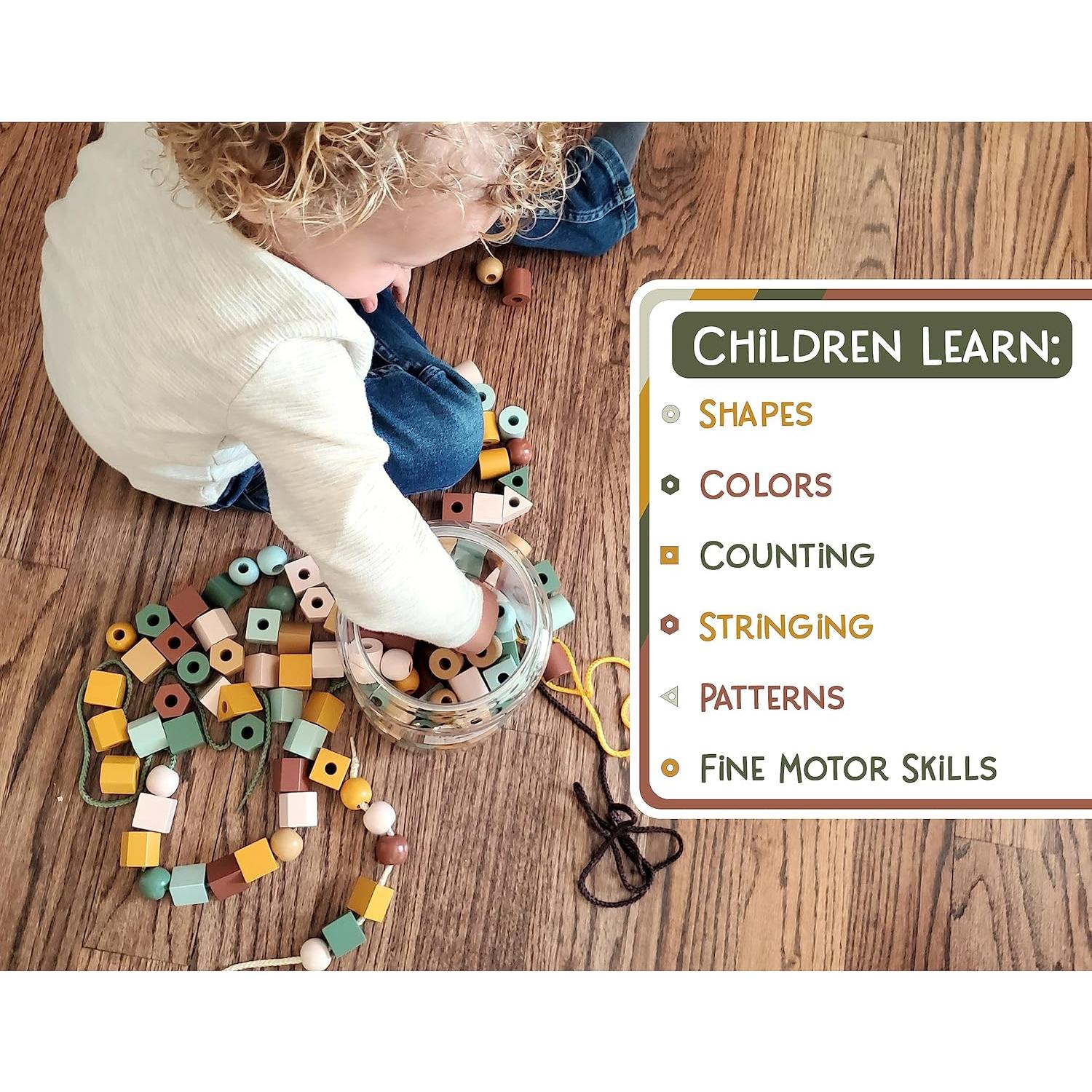 Cuentas de Madera LMC Products 125 Piezas para Niños 3+ Años