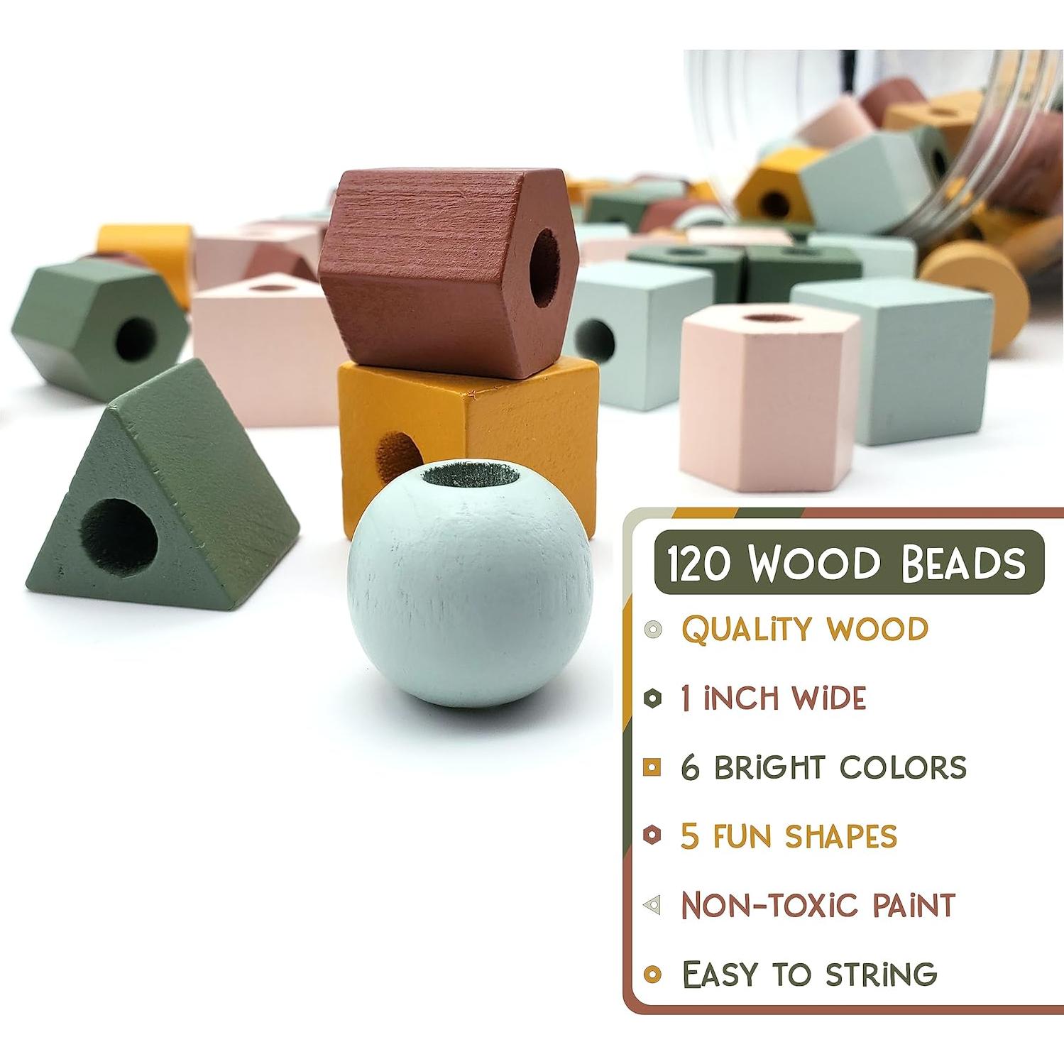 Cuentas de Madera LMC Products 125 Piezas para Niños 3+ Años