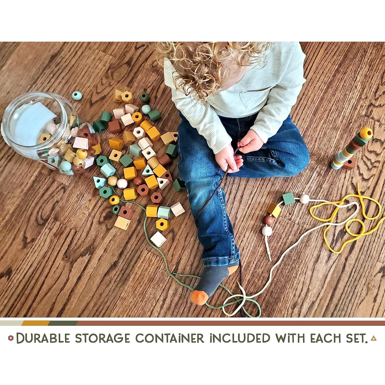 Cuentas de Madera LMC Products 125 Piezas para Niños 3+ Años