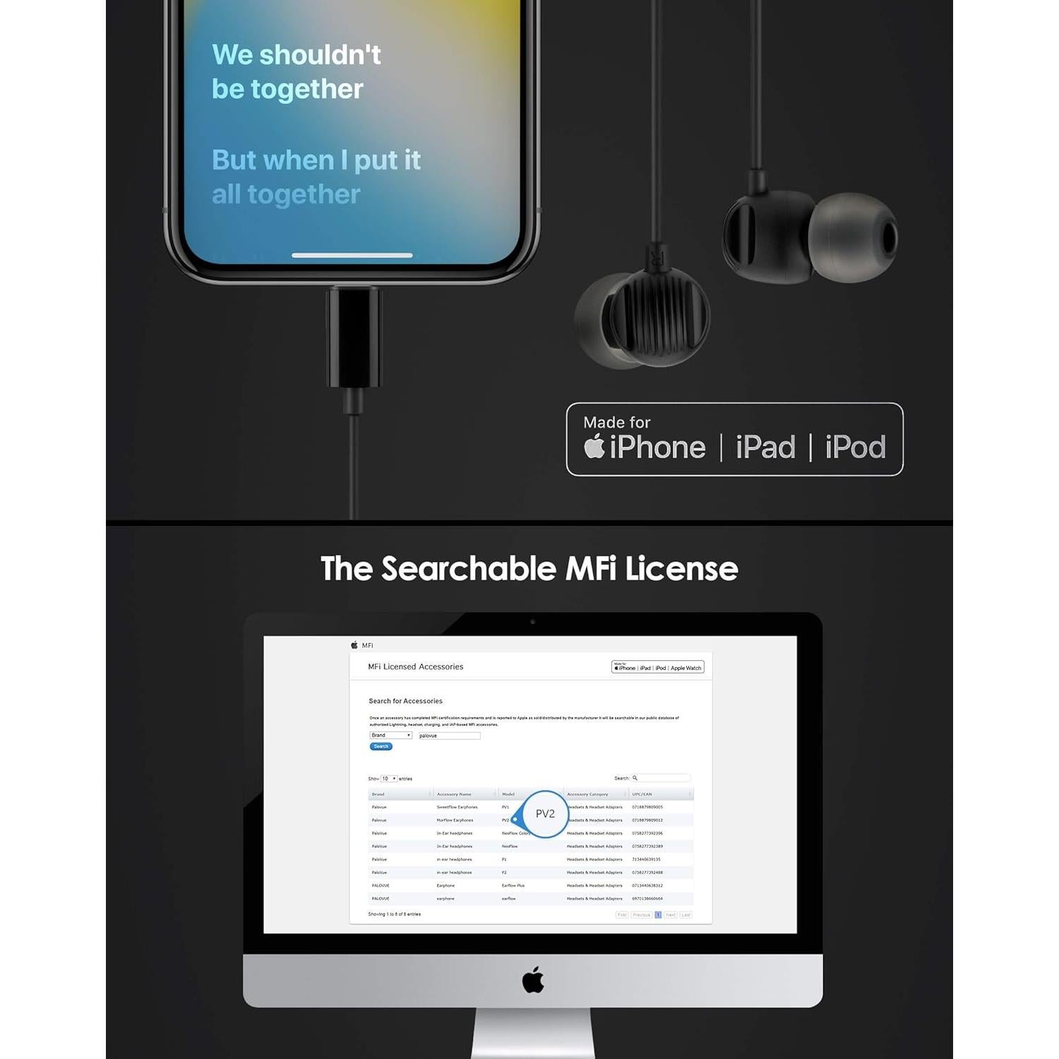 Auriculares Lightning PALOVUE MFi con Micrófono y Aislamiento de Ruido