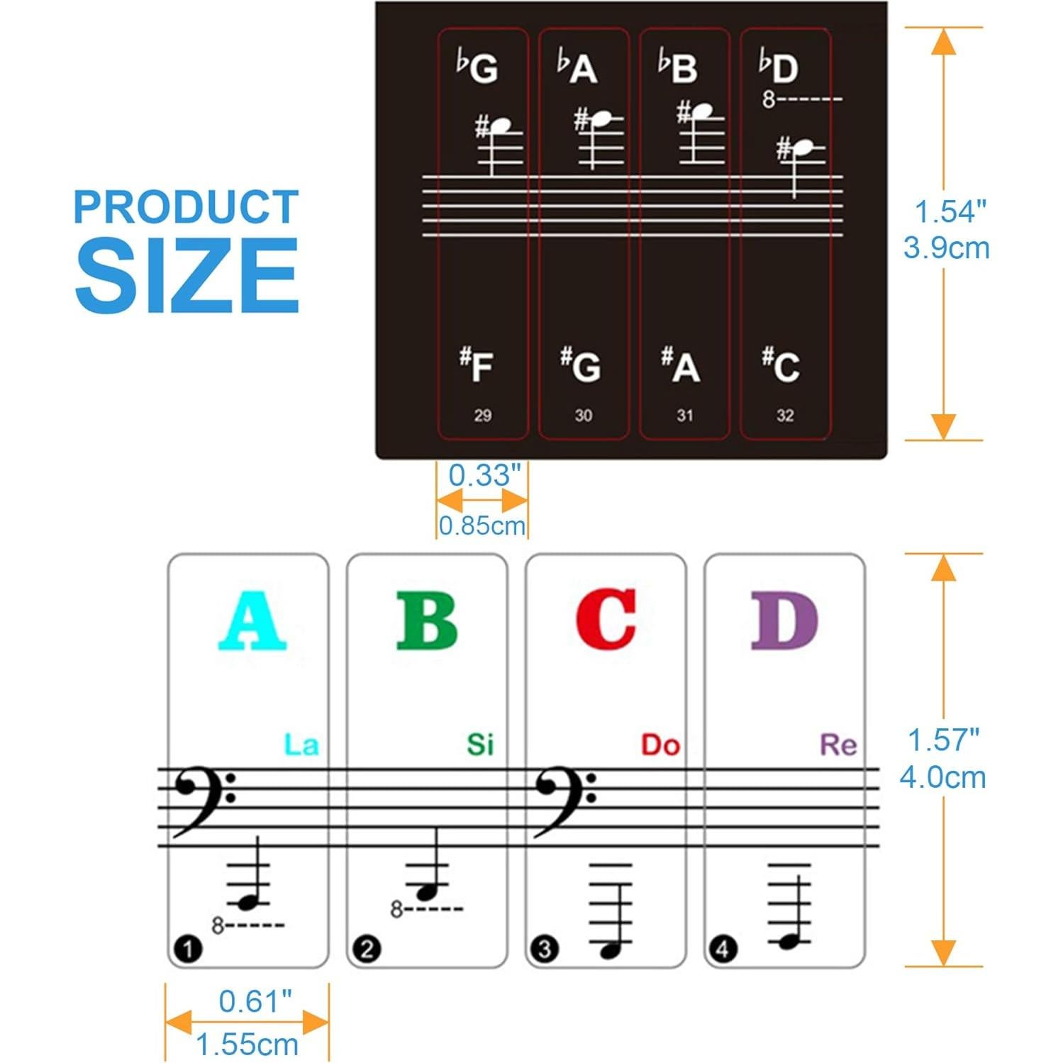 Etiquetas de Teclado de Piano COYAHO 88/61/54/49/37 Teclas