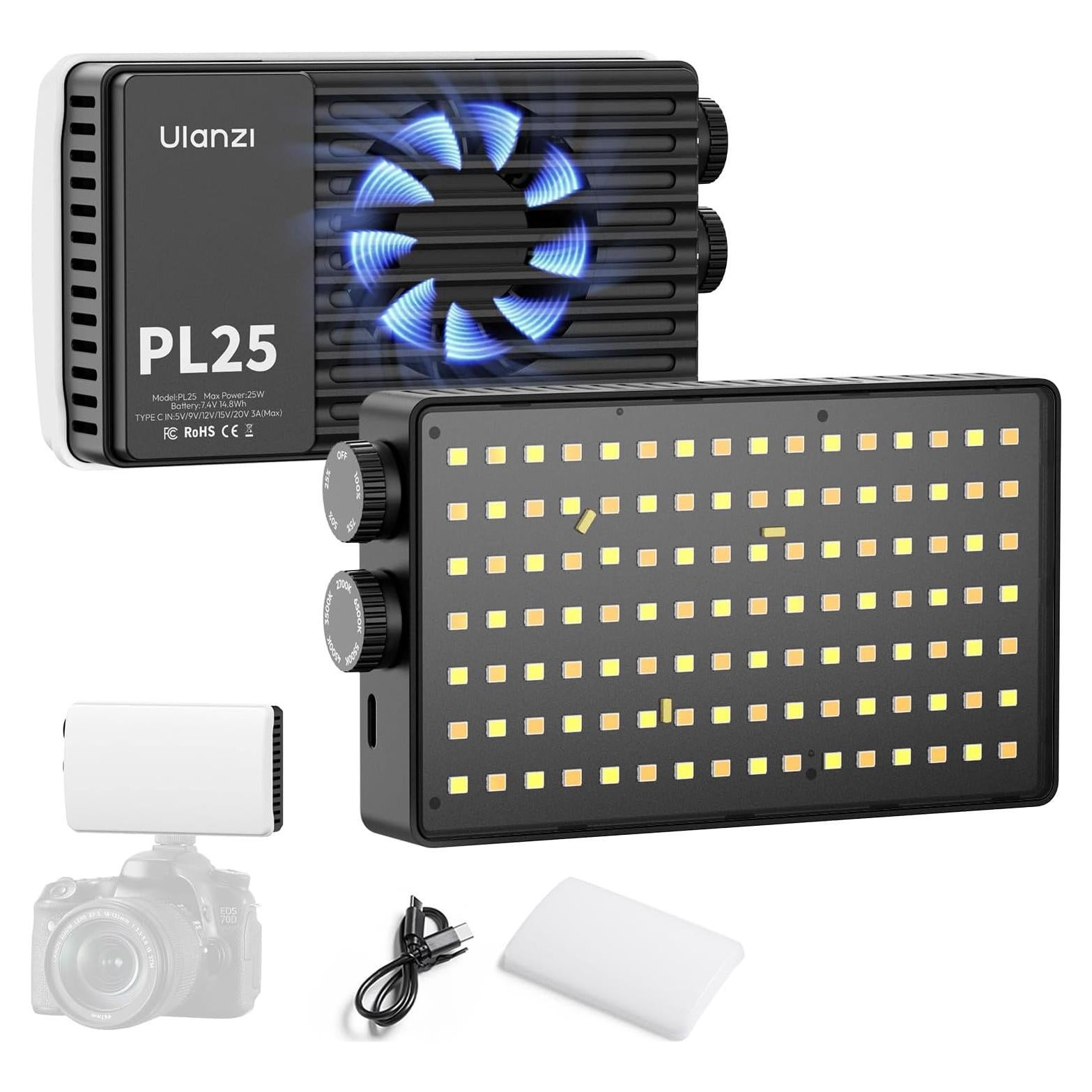 Luz de Video LED ULANZI PL25 Bi-Color 25W 3200Lux 2000mAh