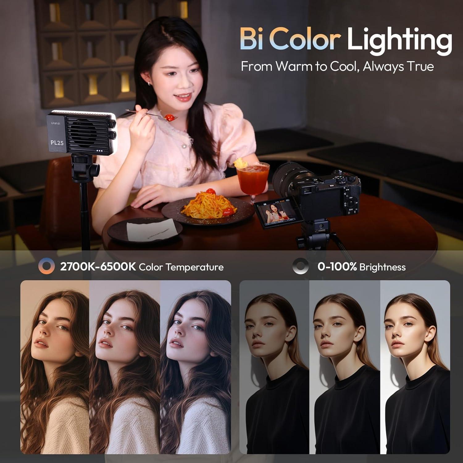 Luz de Video LED ULANZI PL25 Bi-Color 25W 3200Lux 2000mAh