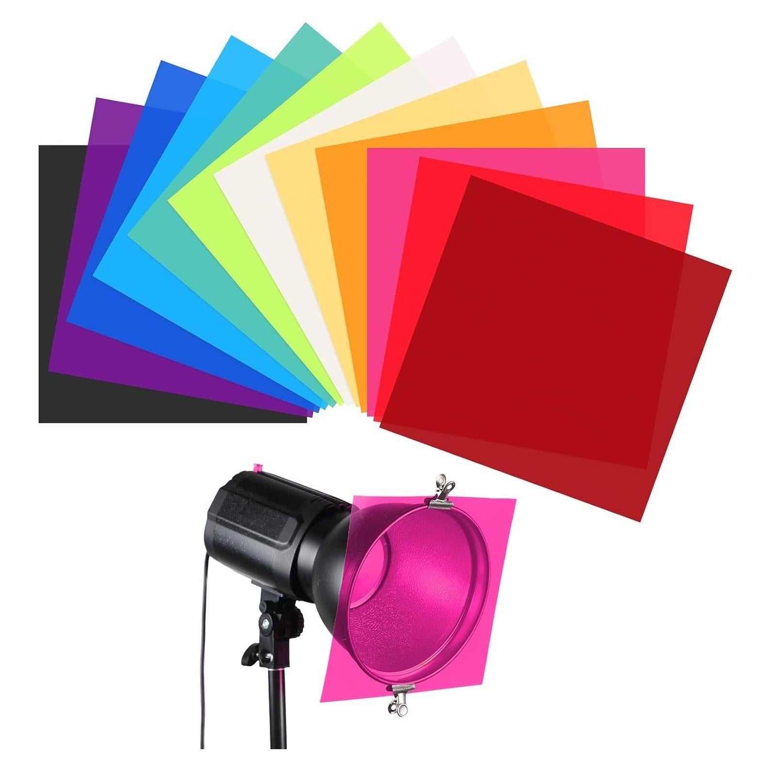 Filtros de Gel de Color Barydat 30x30 cm 12 Pcs PVC