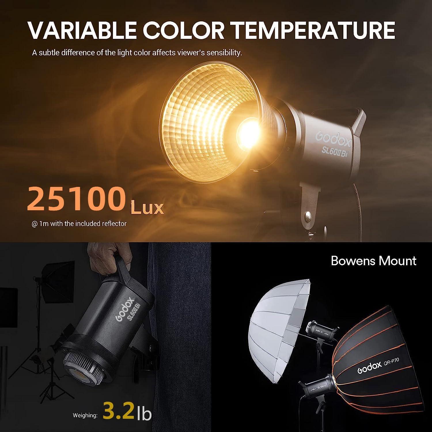 Luz LED Bi-Color Godox SL60IIBi 75W 2800K-6500K 25100Lux