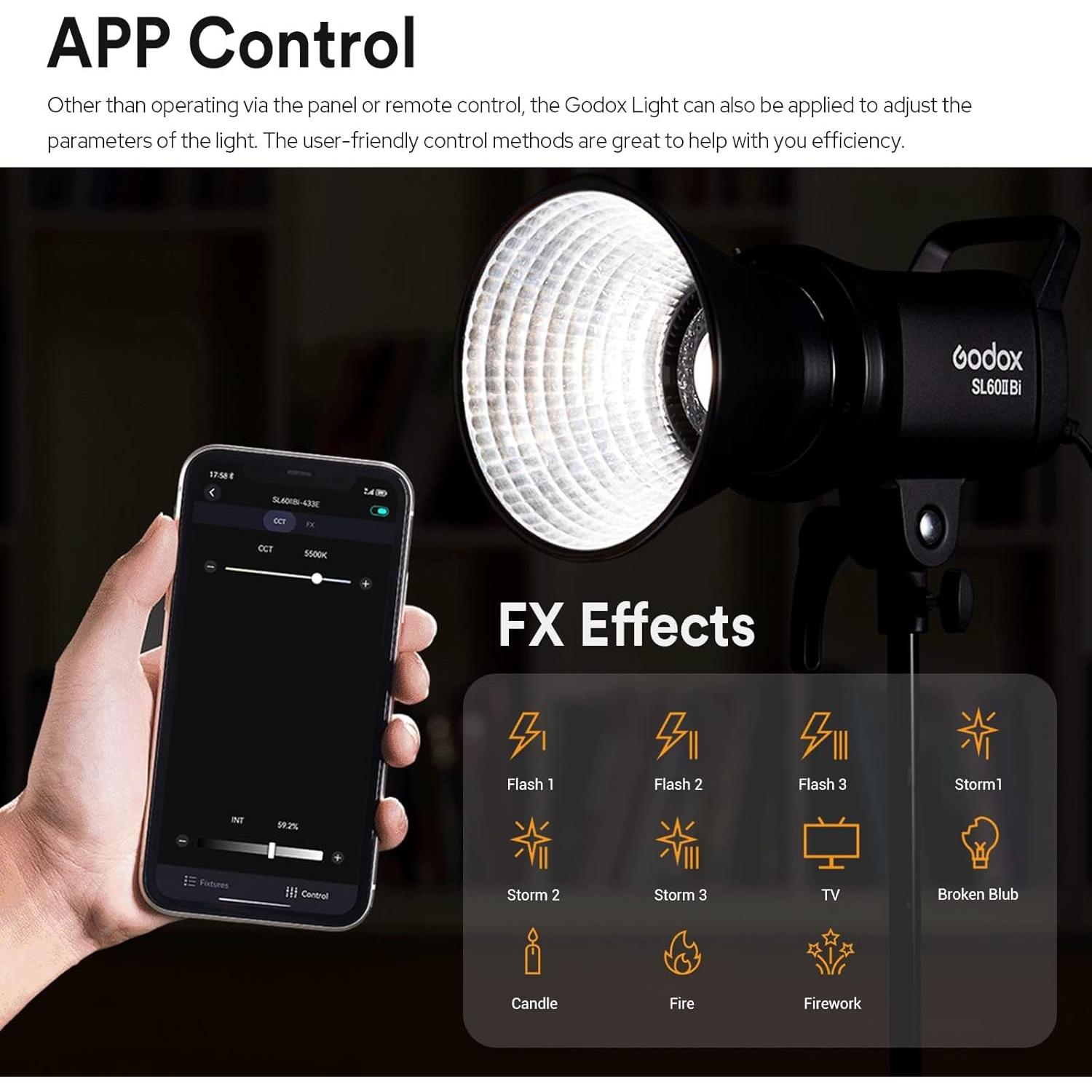 Luz LED Bi-Color Godox SL60IIBi 75W 2800K-6500K 25100Lux