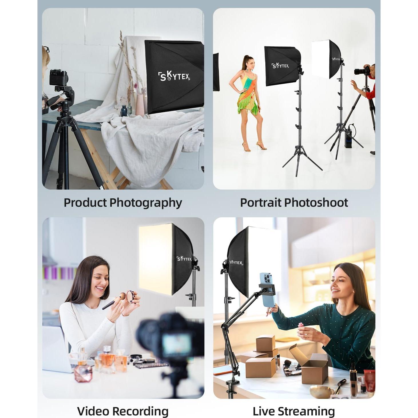 Kit de Iluminación Softbox Skytex 40x40cm 135W LED E27