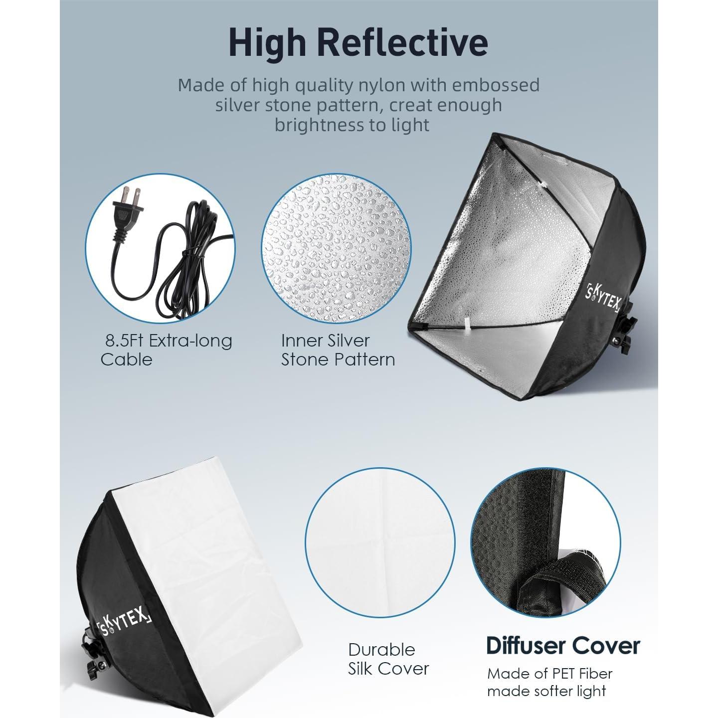 Kit de Iluminación Softbox Skytex 40x40cm 135W LED E27