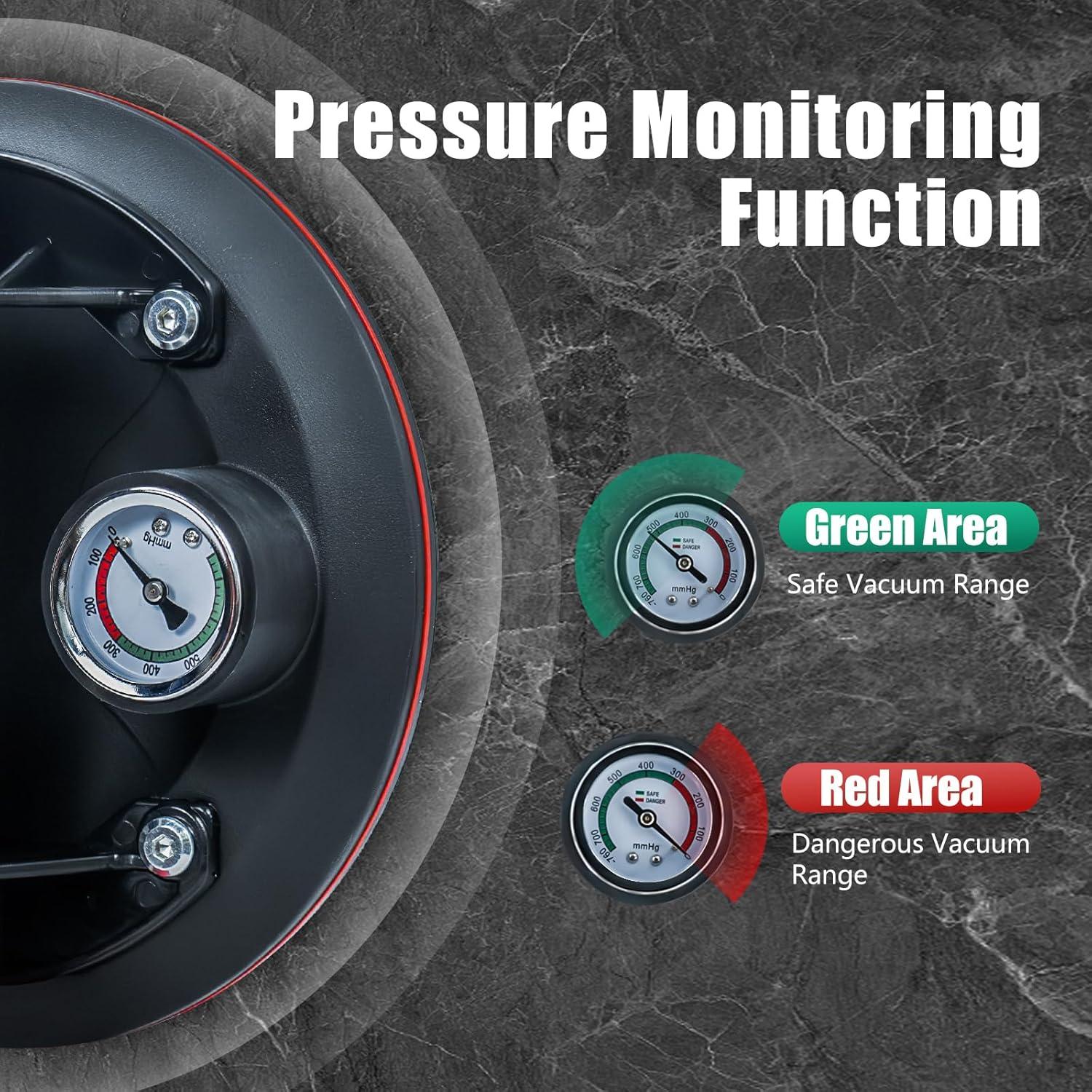 Ventosa de vidrio BaoNeedy 20.32 cm 480LBS con manómetro