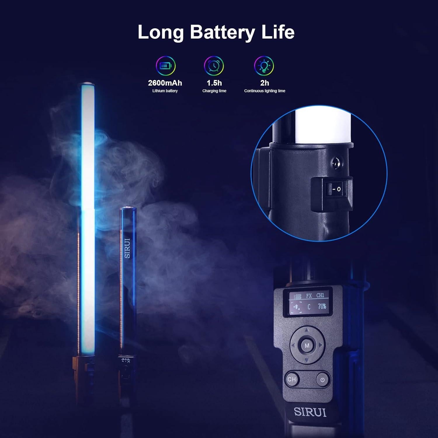 Varita de Luz LED RGB SIRUI T60 Portátil 74cm Batería Recargable