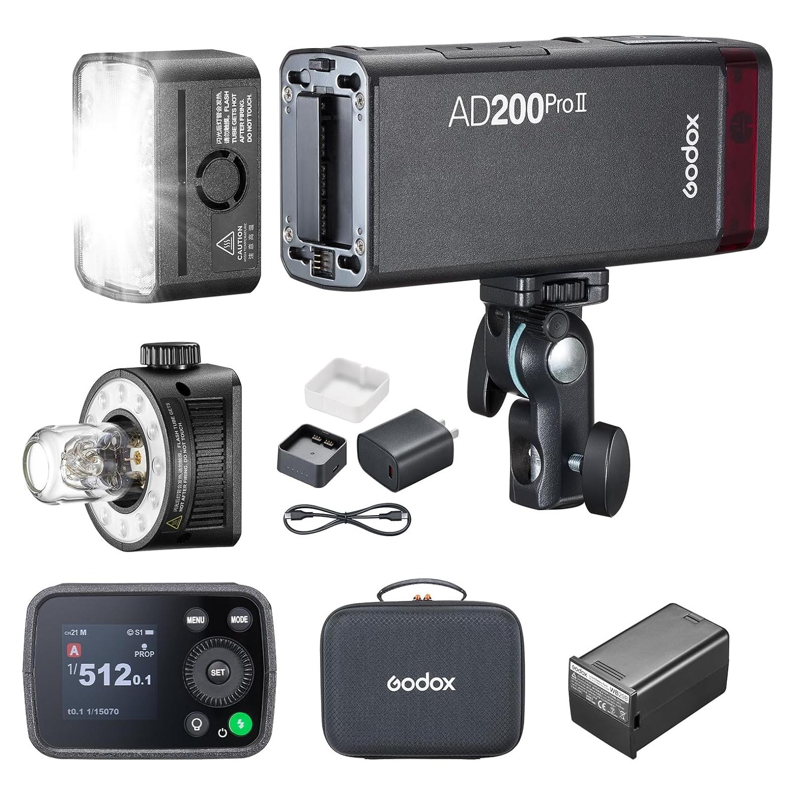 Flash de Estudio Portátil Godox AD200 Pro II 200Ws TTL HSS