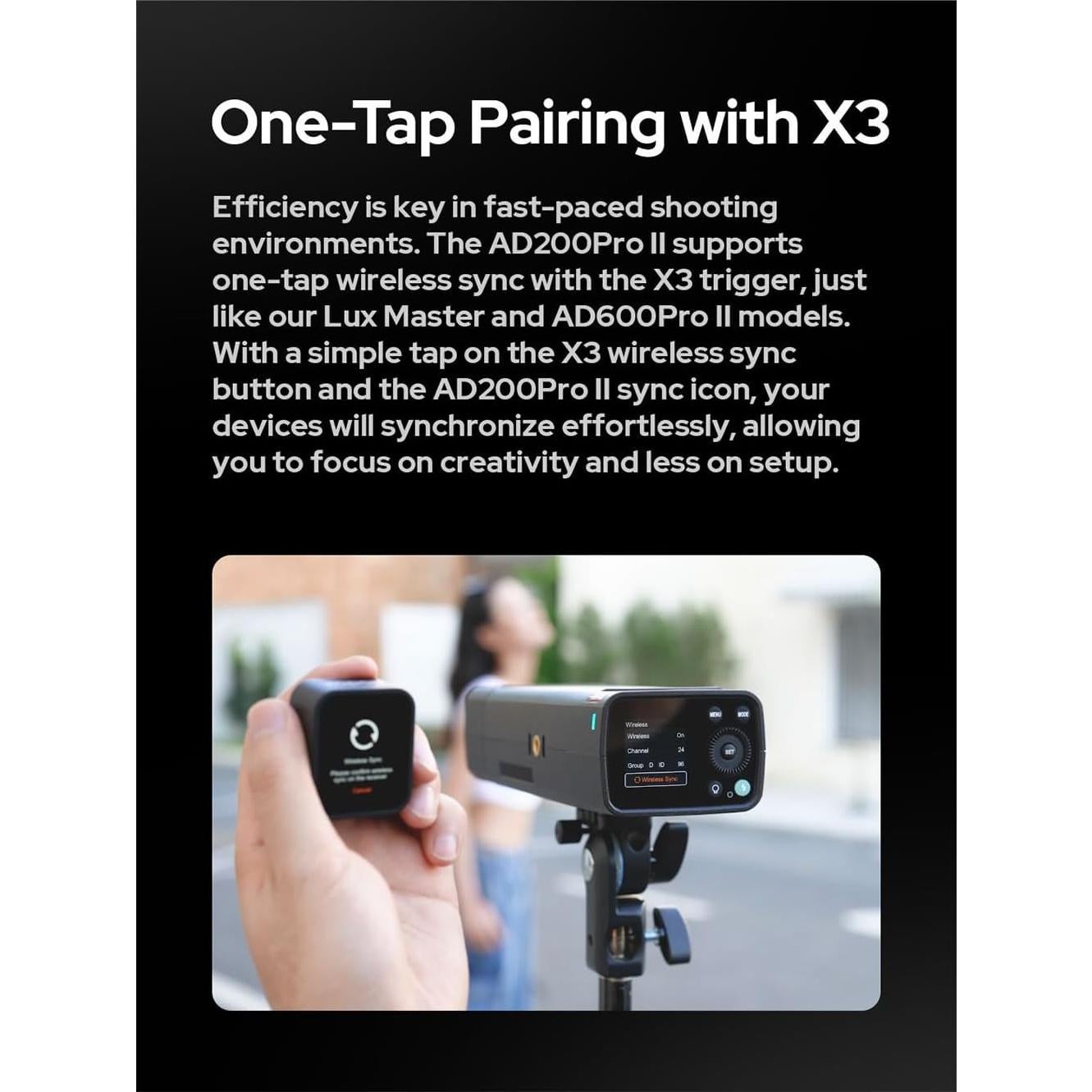 Flash de Estudio Portátil Godox AD200 Pro II 200Ws TTL HSS