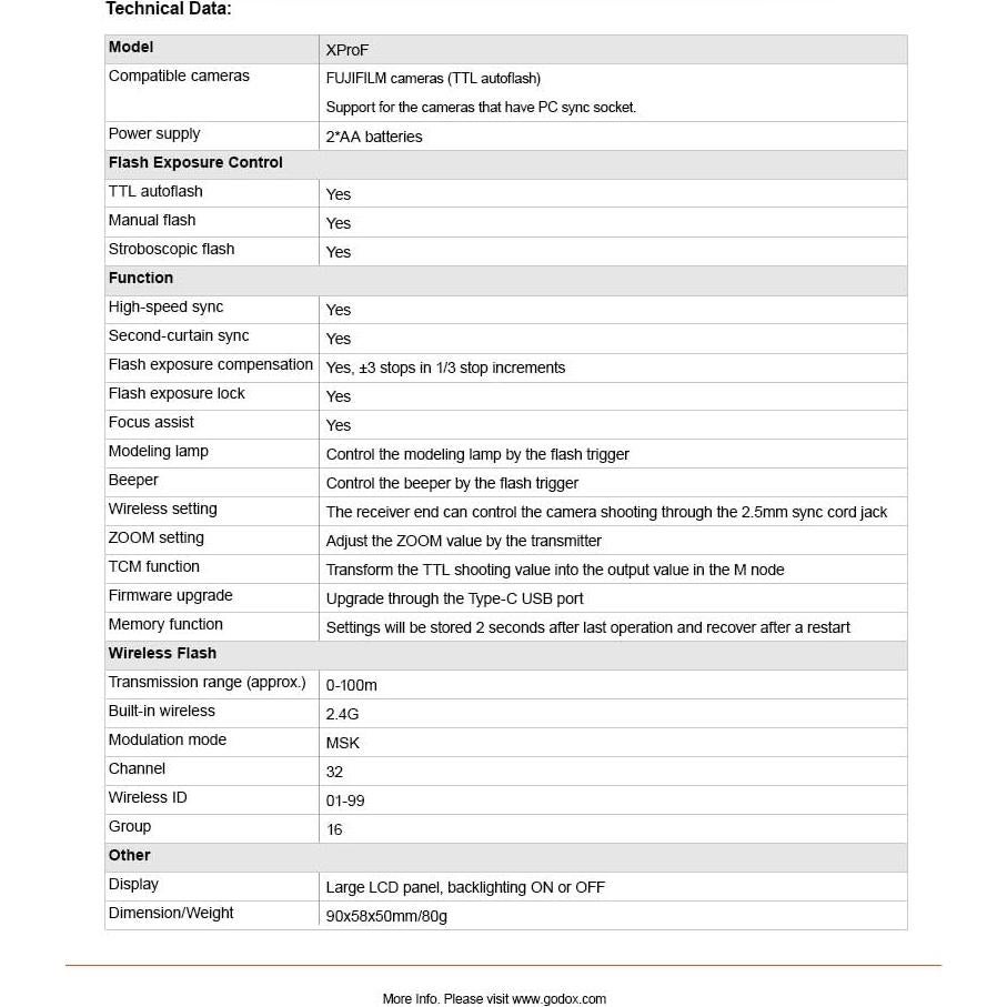 Disparador Inalámbrico Godox XPro-F para Cámaras Fuji