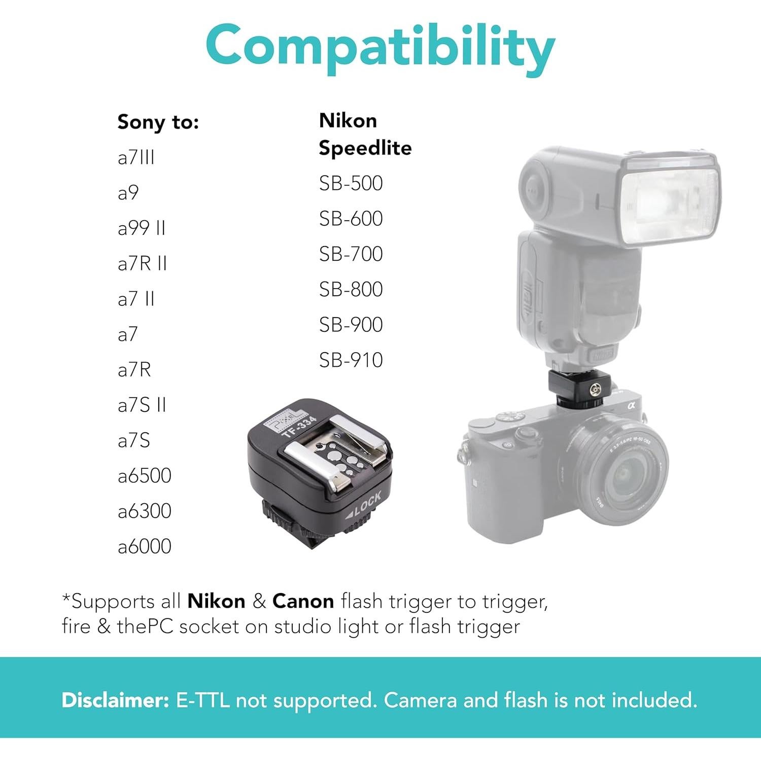 Adaptador de Zapata Fría Foto&Tech para Flash Nikon y Sony