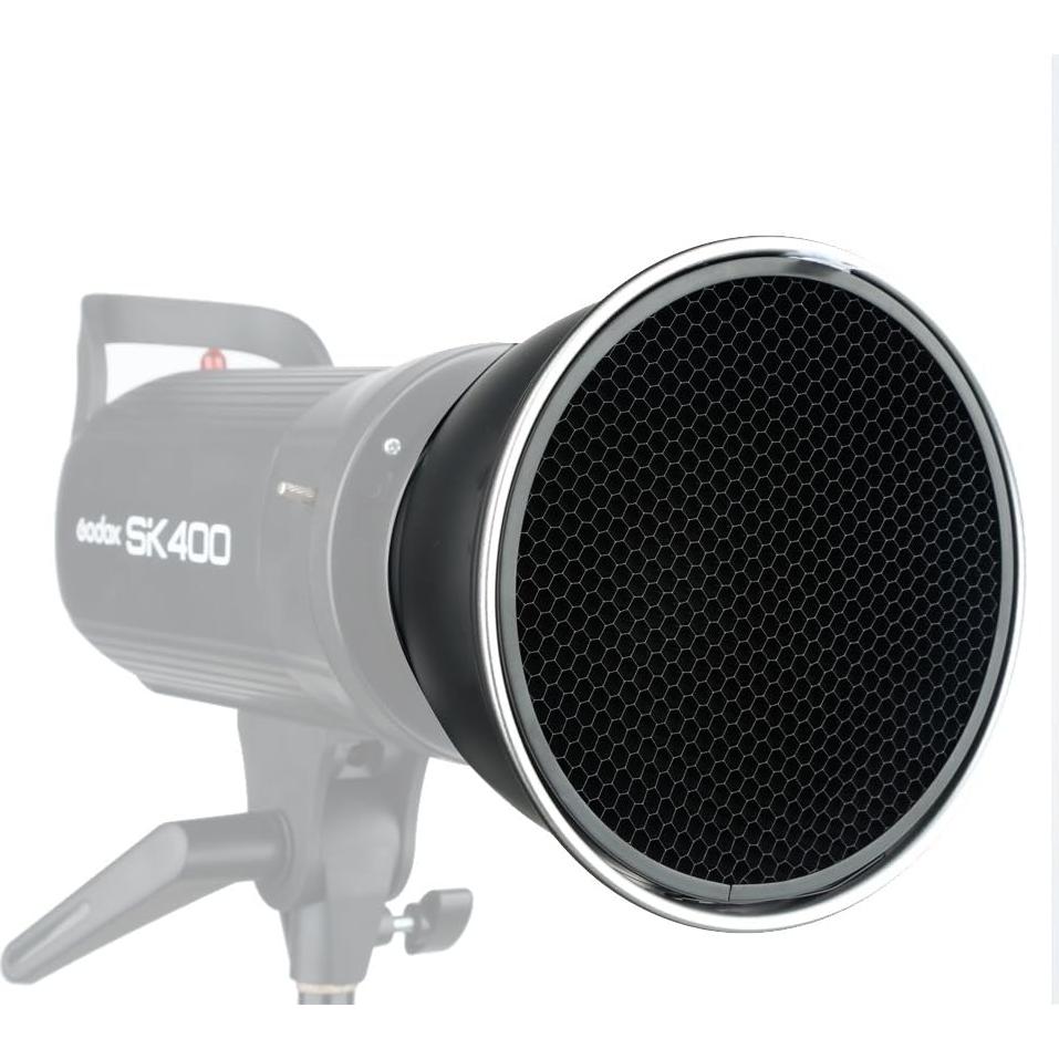 Reflector Godox 18cm con Difusor y Rejillas para Luz de Estudio