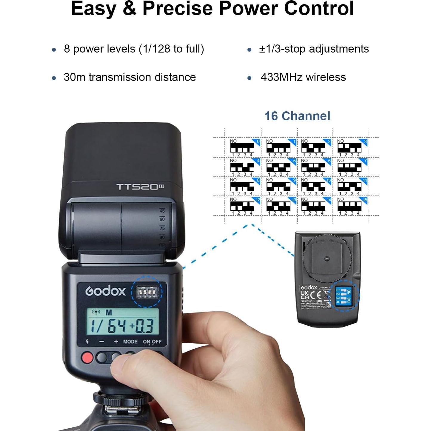 Flash Speedlite Godox TT520 III GN33 Inalámbrico para Cámaras