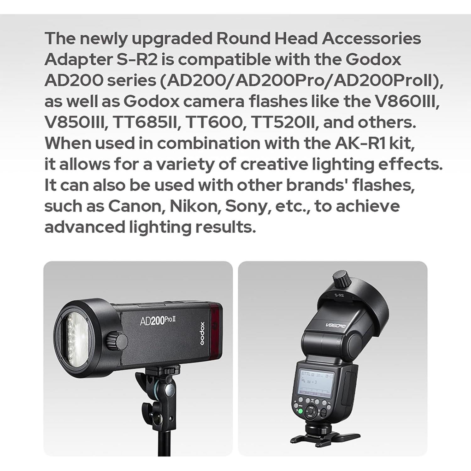 Adaptador Godox S-R2 para Flash AD200 Pro y V860III