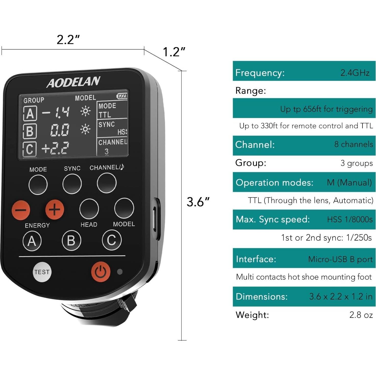 Disparador de Flash AODELAN E4 TTL para Cámaras Canon