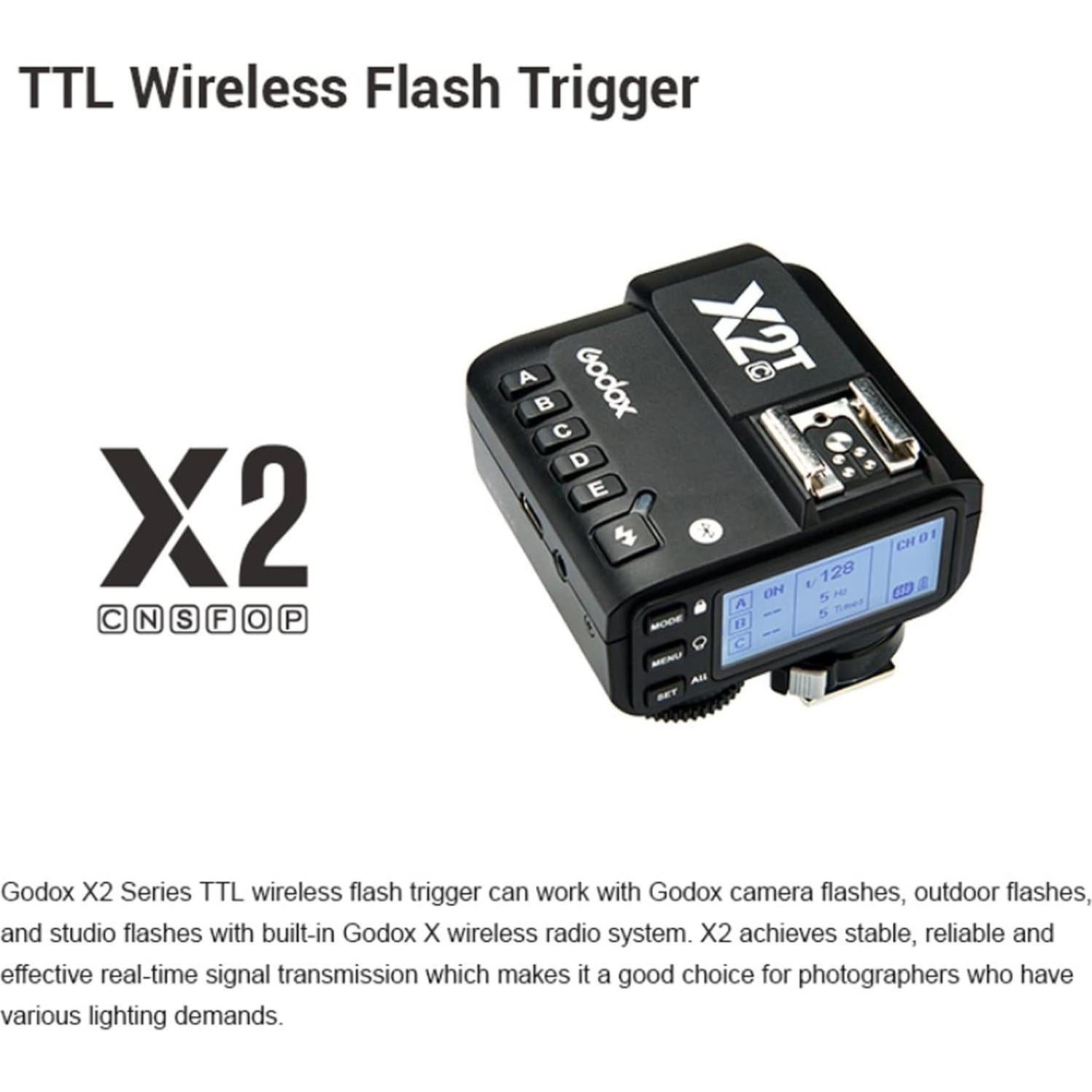 Disparador Inalámbrico TTL Godox X2T-C para Canon con Receptor