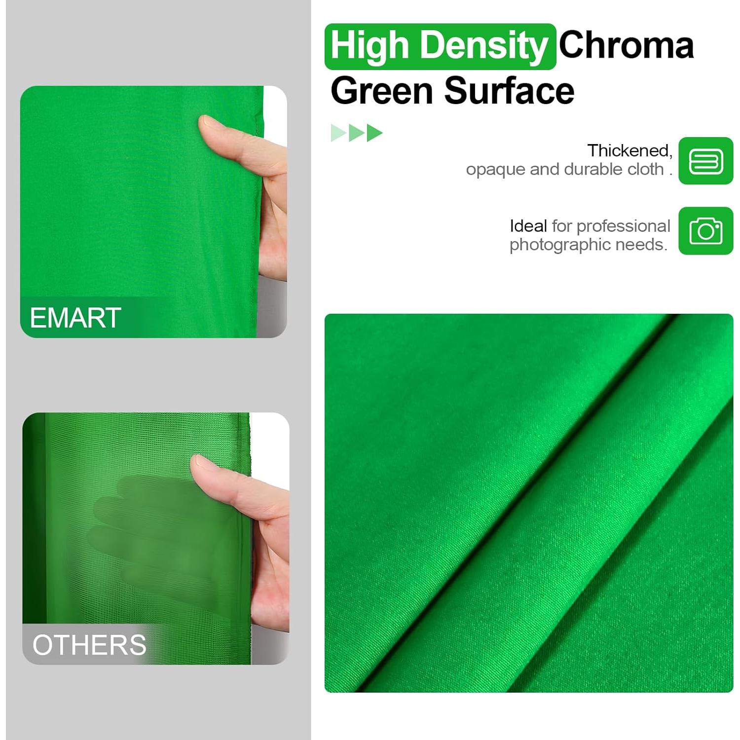 Kit de Iluminación Softbox EMART 40x40cm con Fondo Verde 2.13x3.05m