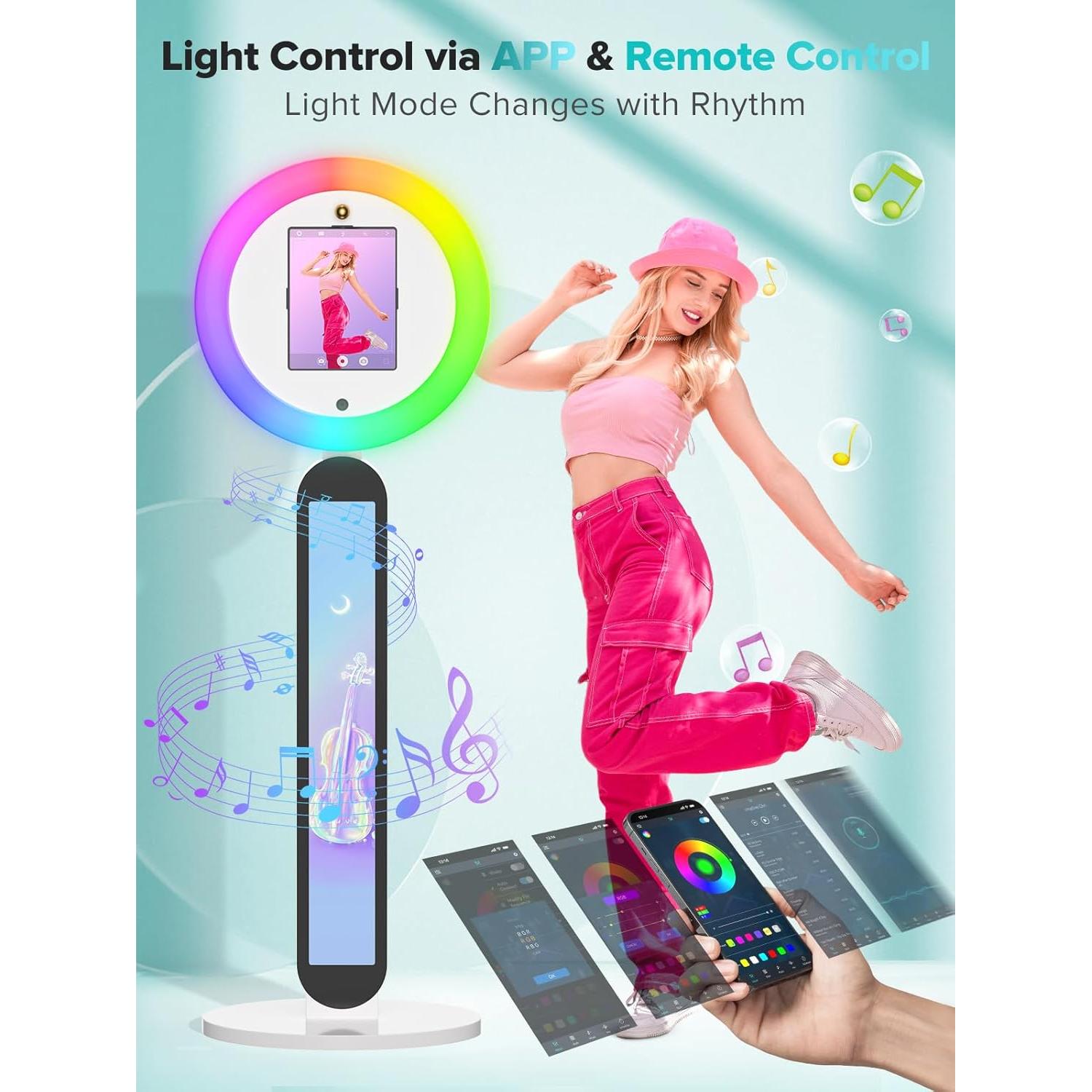 Cabina de Fotos Portátil iHorse Racing con Luz RGB y Control de Voz