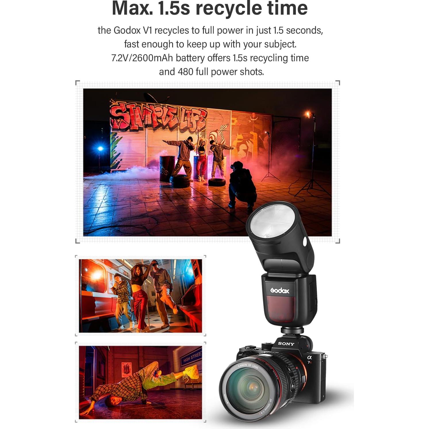 Flash Godox V1-C TTL con Kit de Accesorios AK-R1 para Canon