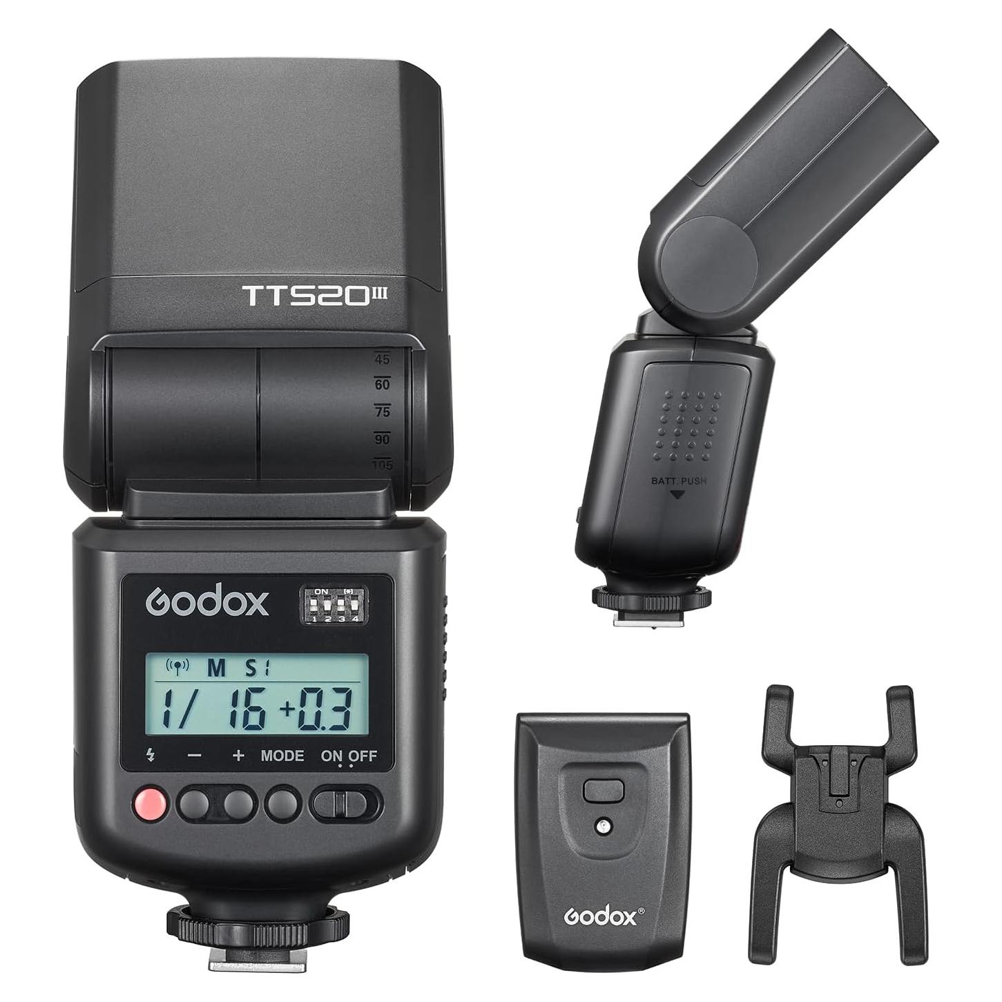 Flash Godox TT520III para Cámara - 33 GN, Inalámbrico 433MHz