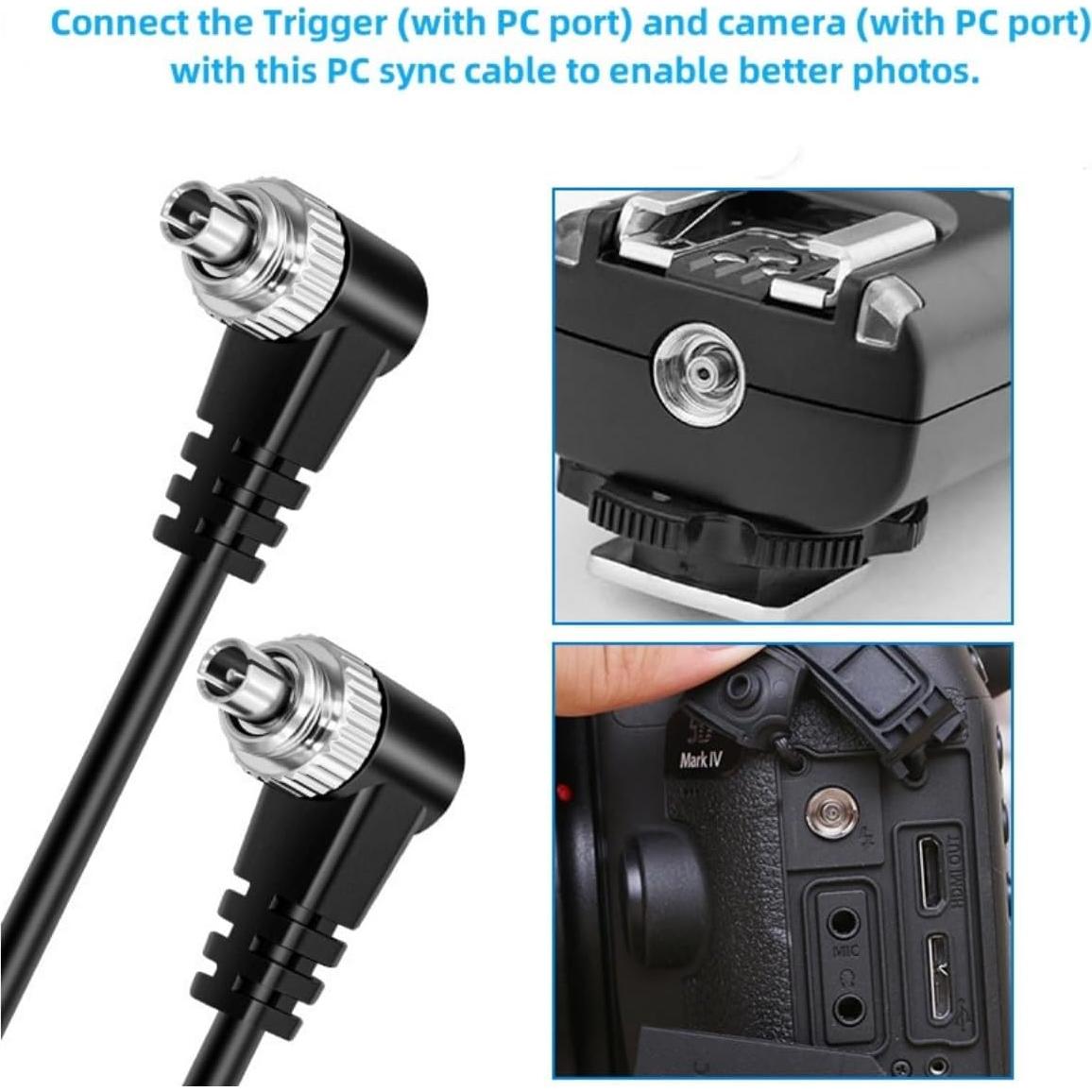 Cable de Sincronización PC 2.5mm Keabroir 1m para Flash DSLR