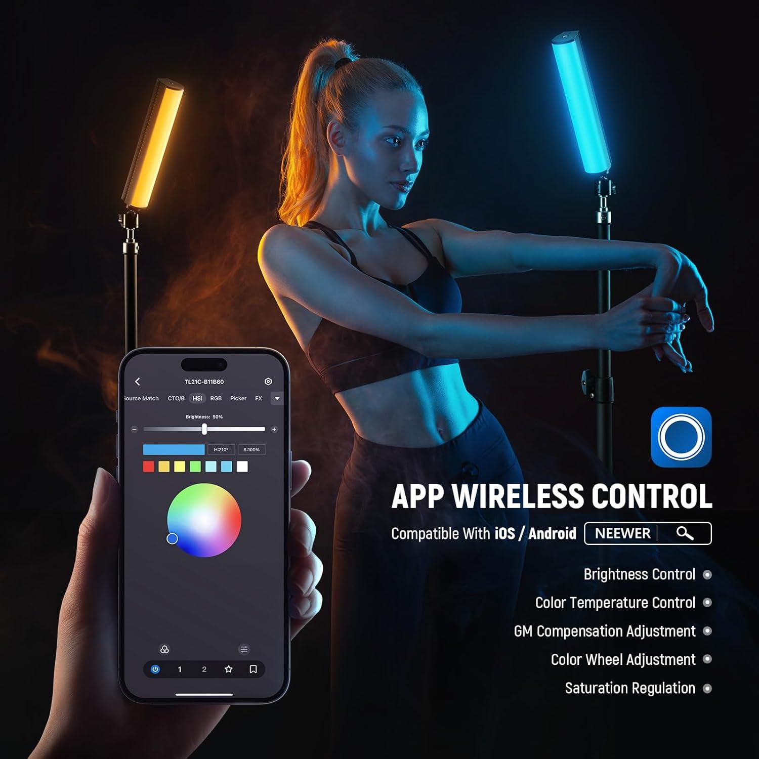 Varita de Luz RGB NEEWER TL21C con Trípode de Escritorio