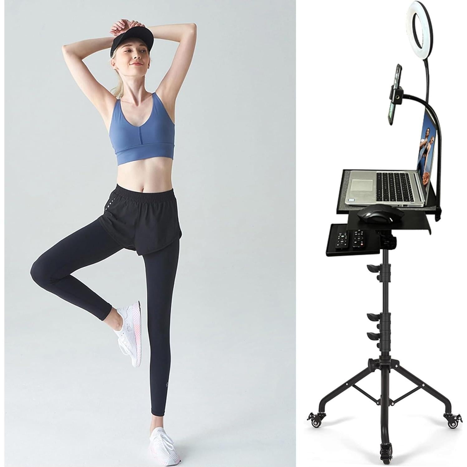 Soporte de trípode para proyector con luz LED y bandeja 38x28cm