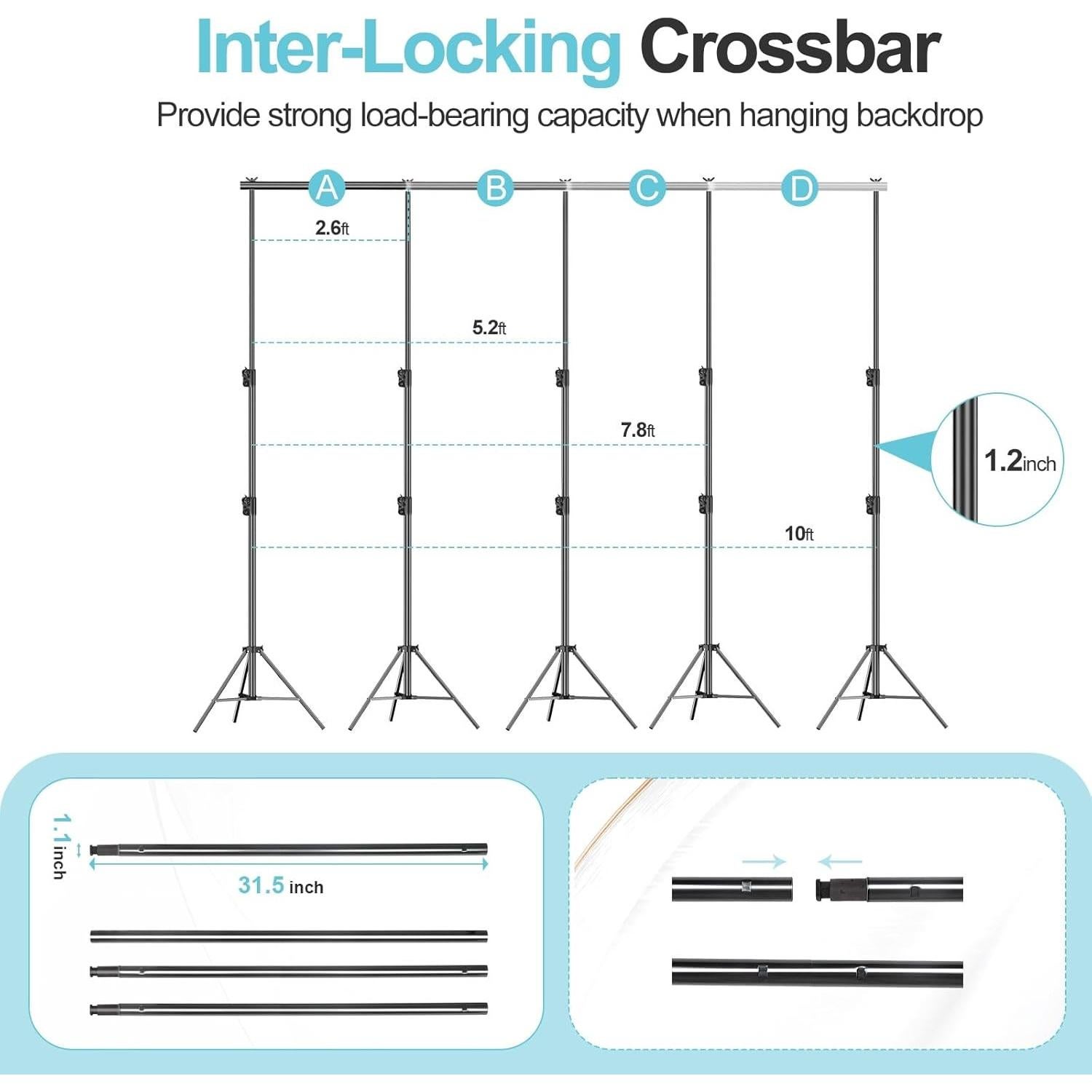Soporte de Fondo Ajustable EMART 2.74m x 3.05m para Fotografía