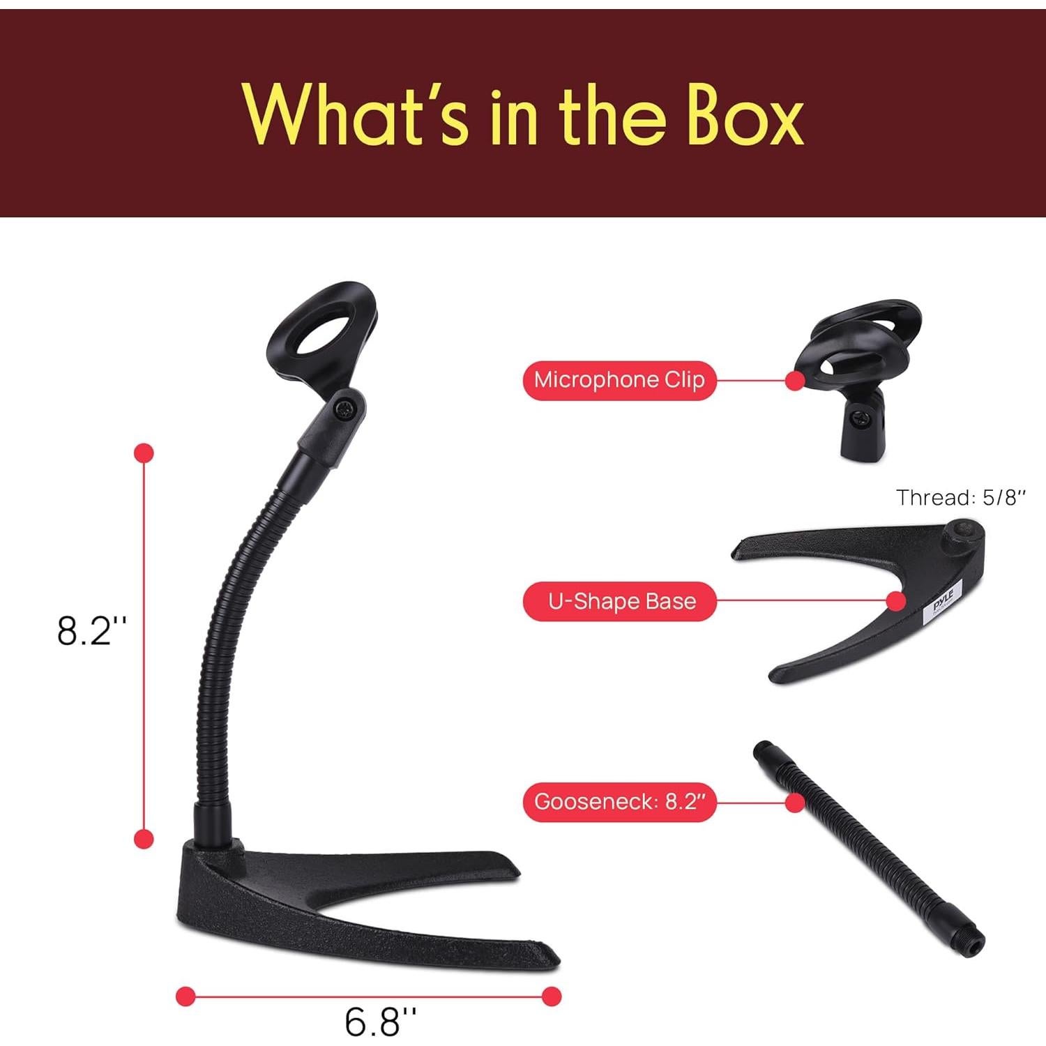 Soporte de Micrófono de Escritorio Pyle PMKS8X2 Ajustable 2 Pzas