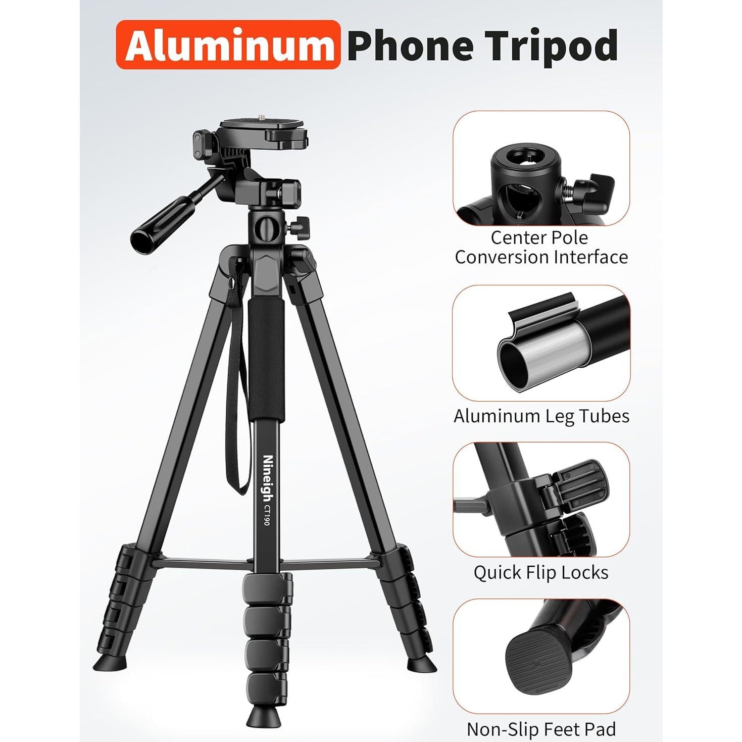 Trípode para Teléfono Nineigh CT190 75 Pulgadas Aluminio