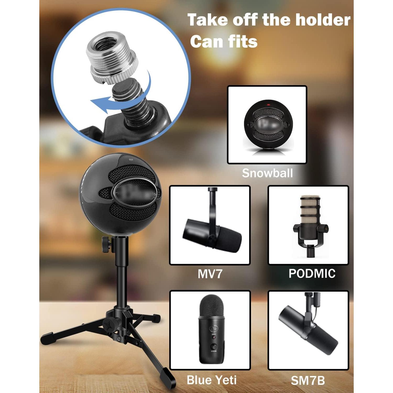 Soporte de Micrófono Plegable en Trípode Ajustable Negro