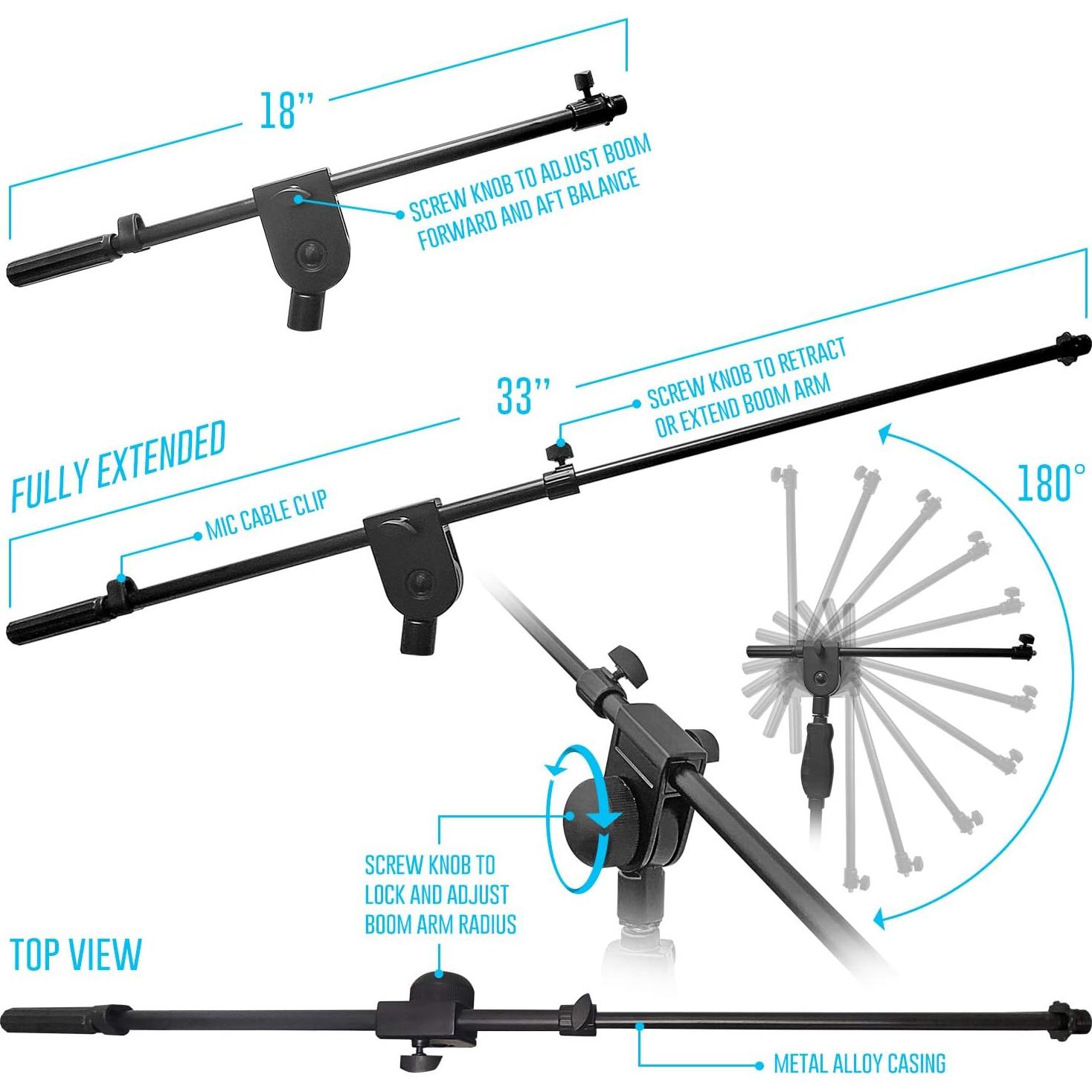 Soporte de Micrófono AxcessAbles MS-201RB 2-Pack con Brazo Telescópico