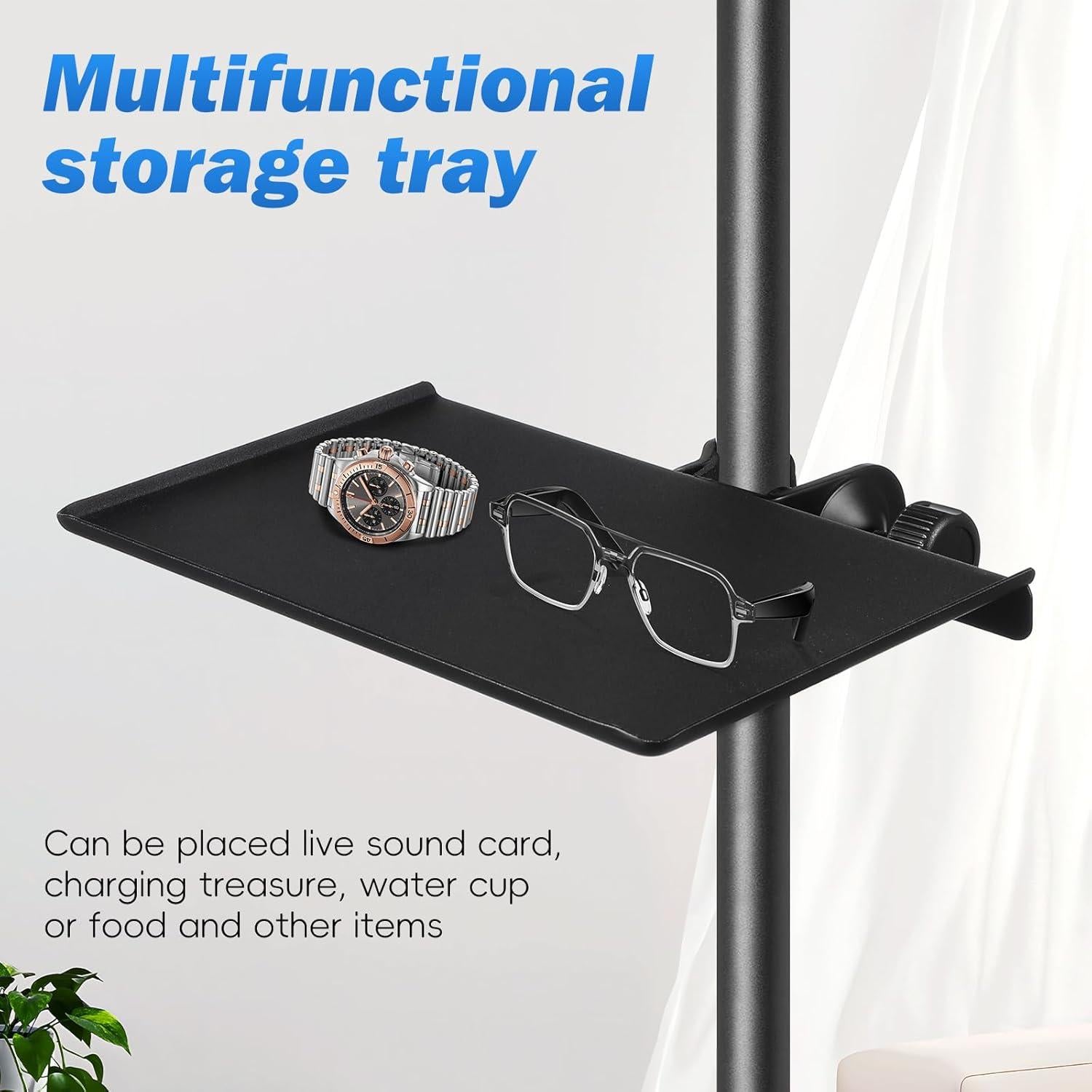 Bandeja Soporte Micrófono Universal Ajustable 20x19cm Negro