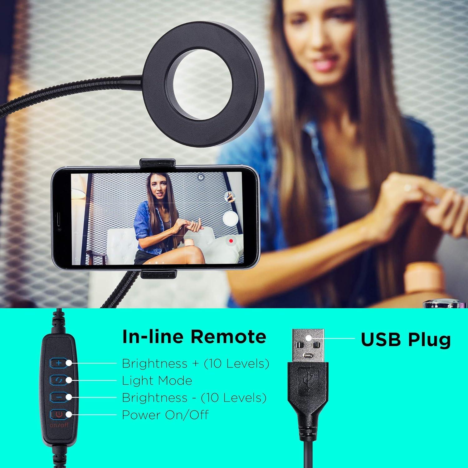 Soporte para teléfono con luz de anillo LED Merkury 60 cm