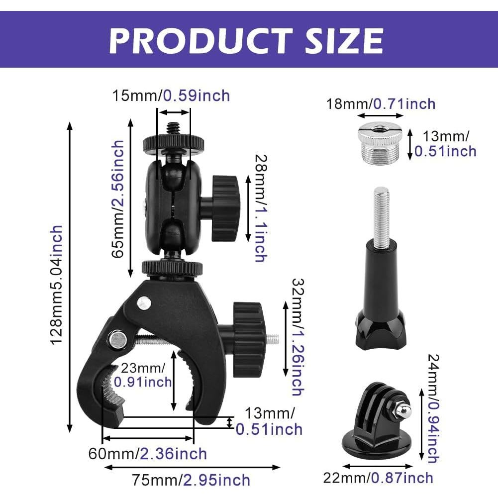 Pinza de Cangrejo Mic Negro con Adaptador 1/4" a 5/8"