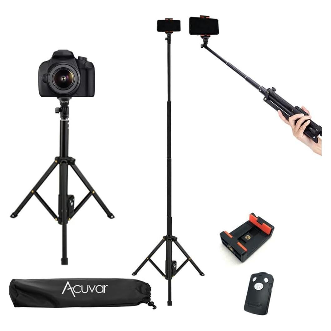 Monopod Trípode Extensible Acuvar 137 cm Aluminio con Control Remoto