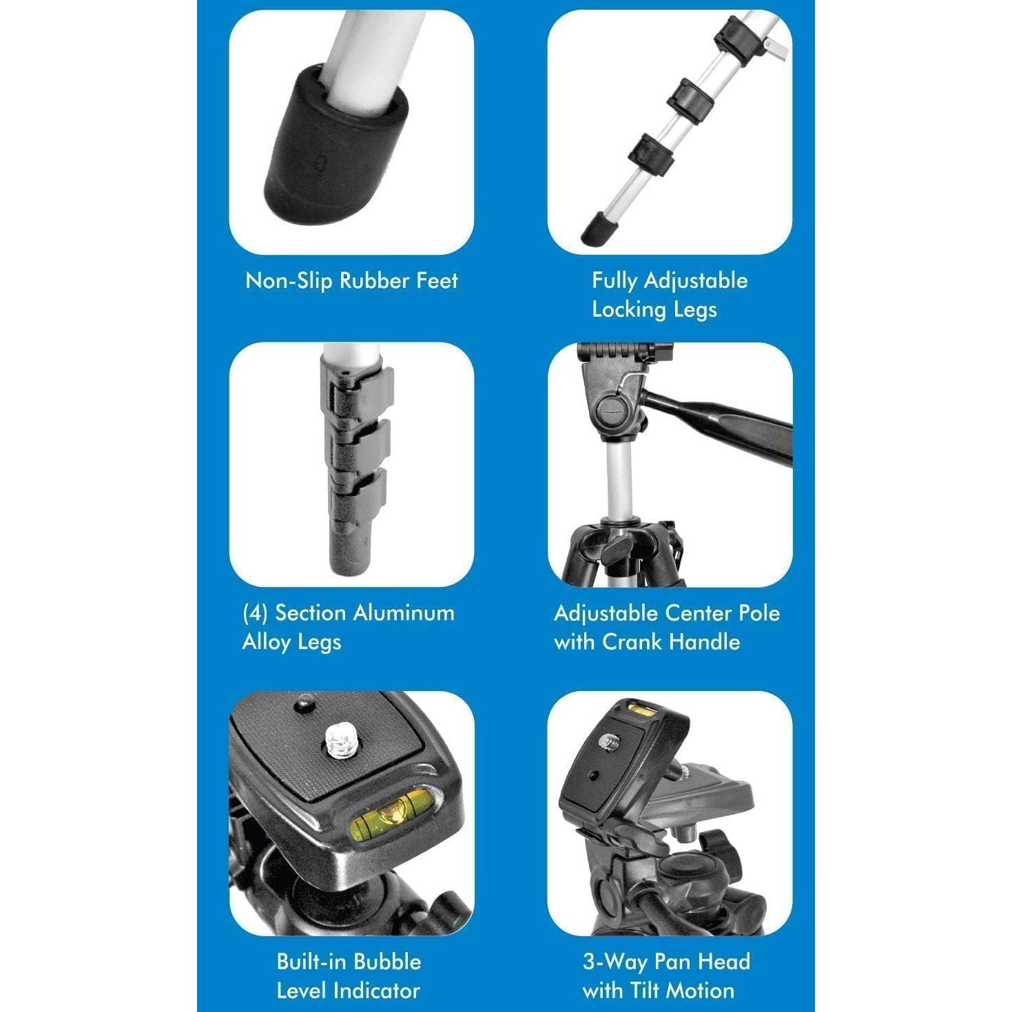 Trípode de Cámara Acuvar 50" Aluminio Ligero Ajustable