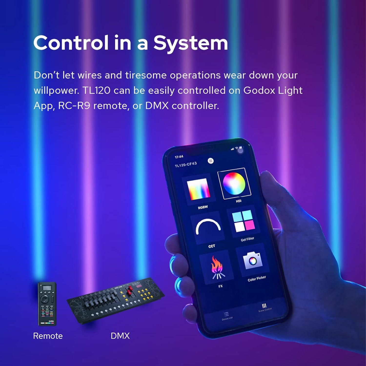 Luz de Tubo Godox TL120 RGB LED Portátil 2700K-6500K