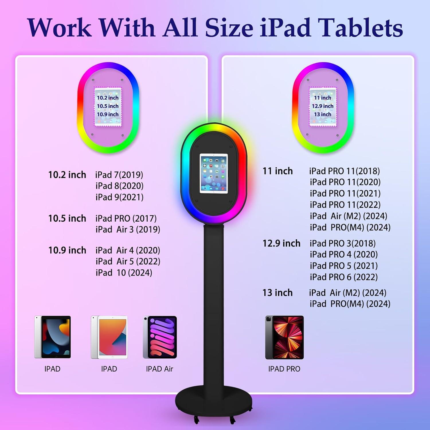 Cabina de Fotos ZLPOWER para iPad 10.2 a 13" con Luz RGB