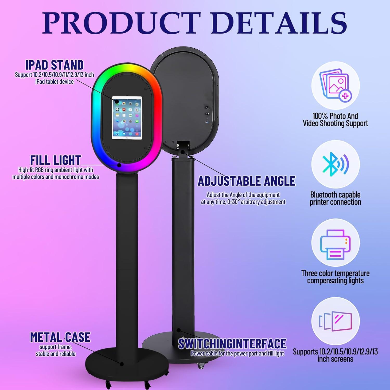 Cabina de Fotos ZLPOWER para iPad 10.2 a 13" con Luz RGB