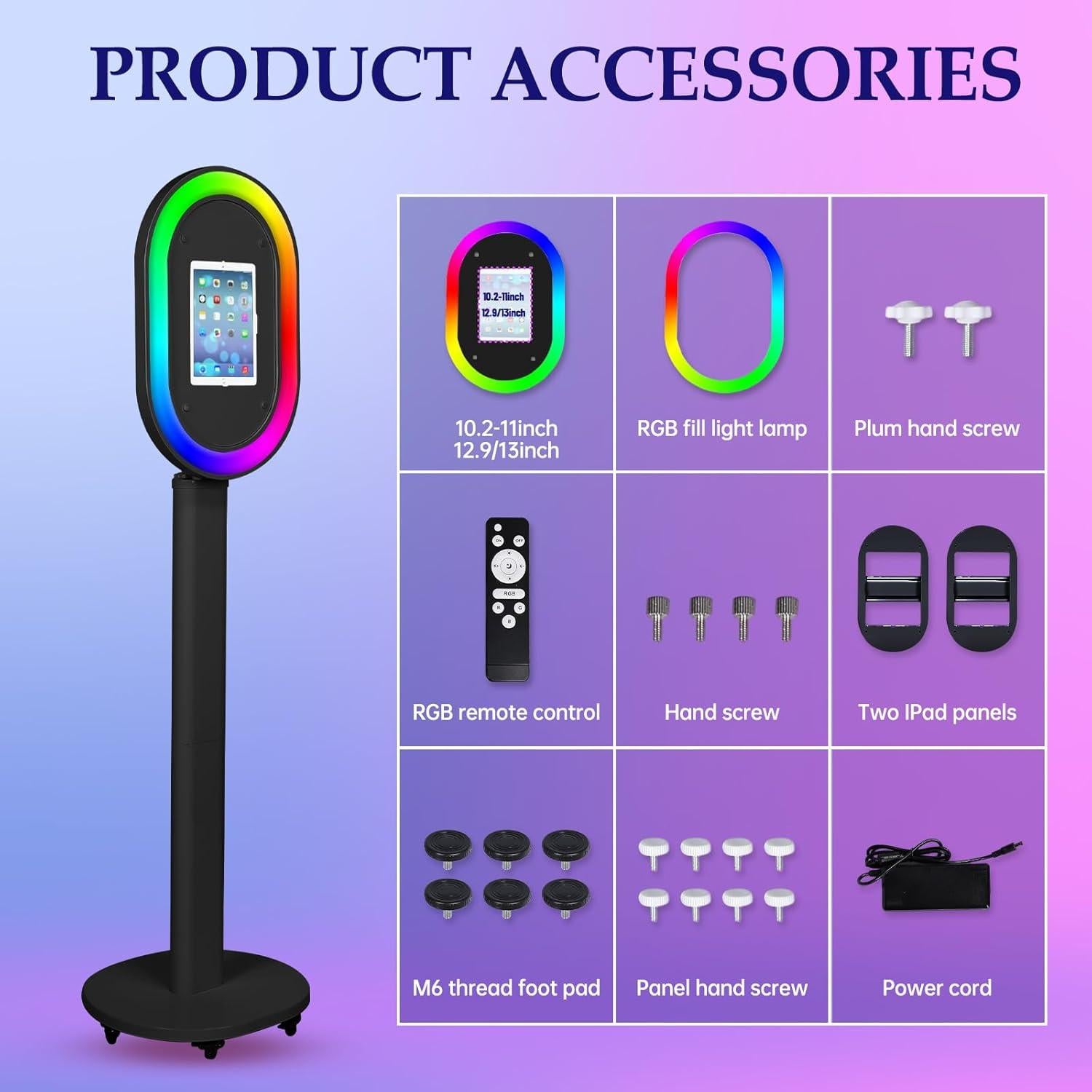 Cabina de Fotos ZLPOWER para iPad 10.2 a 13" con Luz RGB