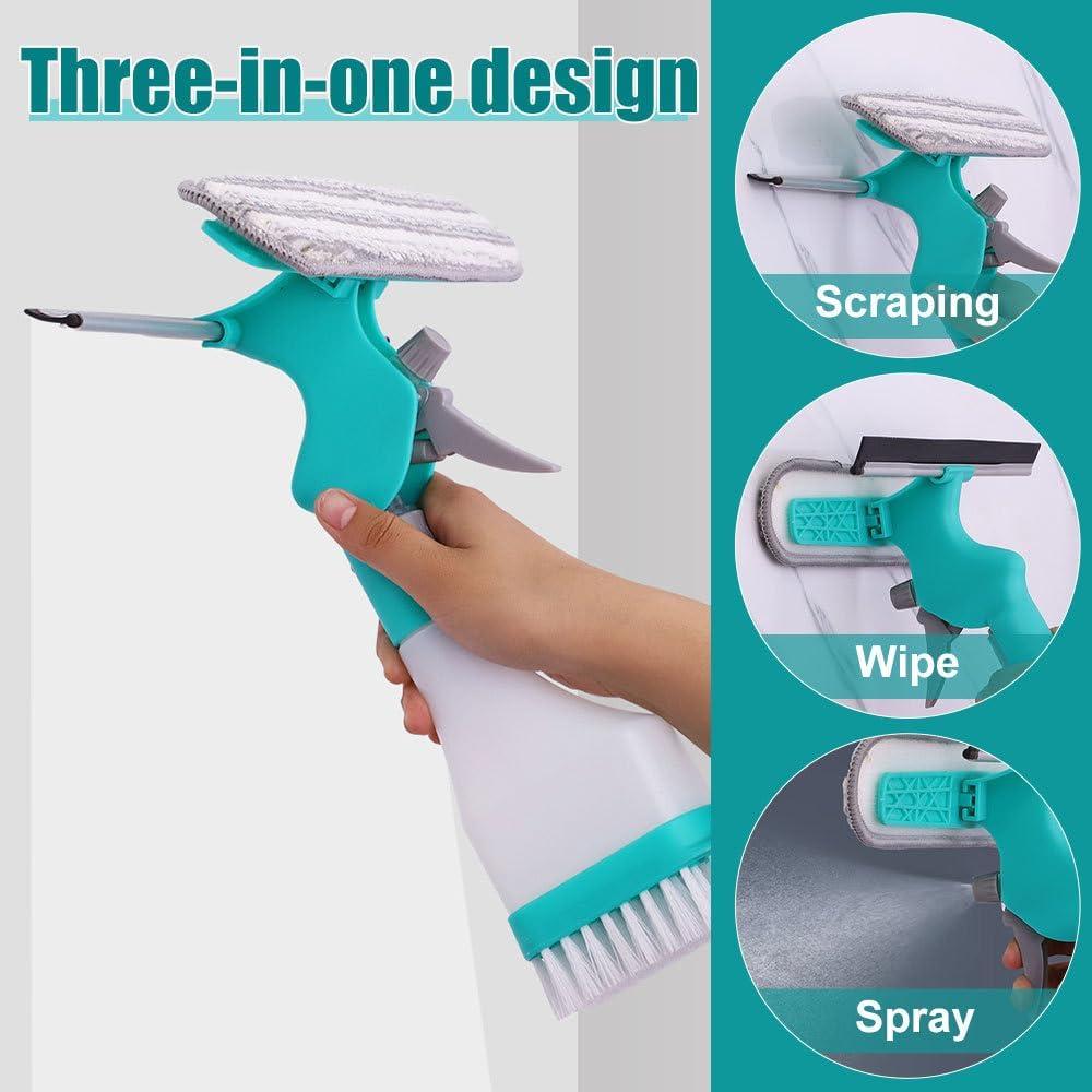 Kit de Limpieza de Ventanas DONGKER 4 en 1 con Spray y Microfibra