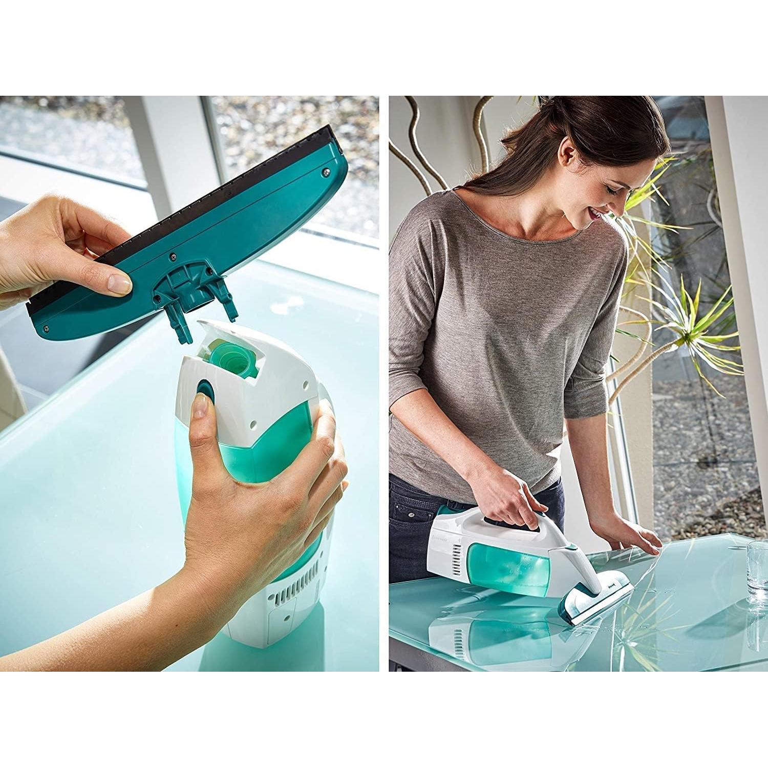 Leifheit Dry & Clean Window Vacuum Cleaner Set with 43cm Handle and Washers, Window Cleaning Kit up to 35 Minutes of Power, Electric Window Cleaner